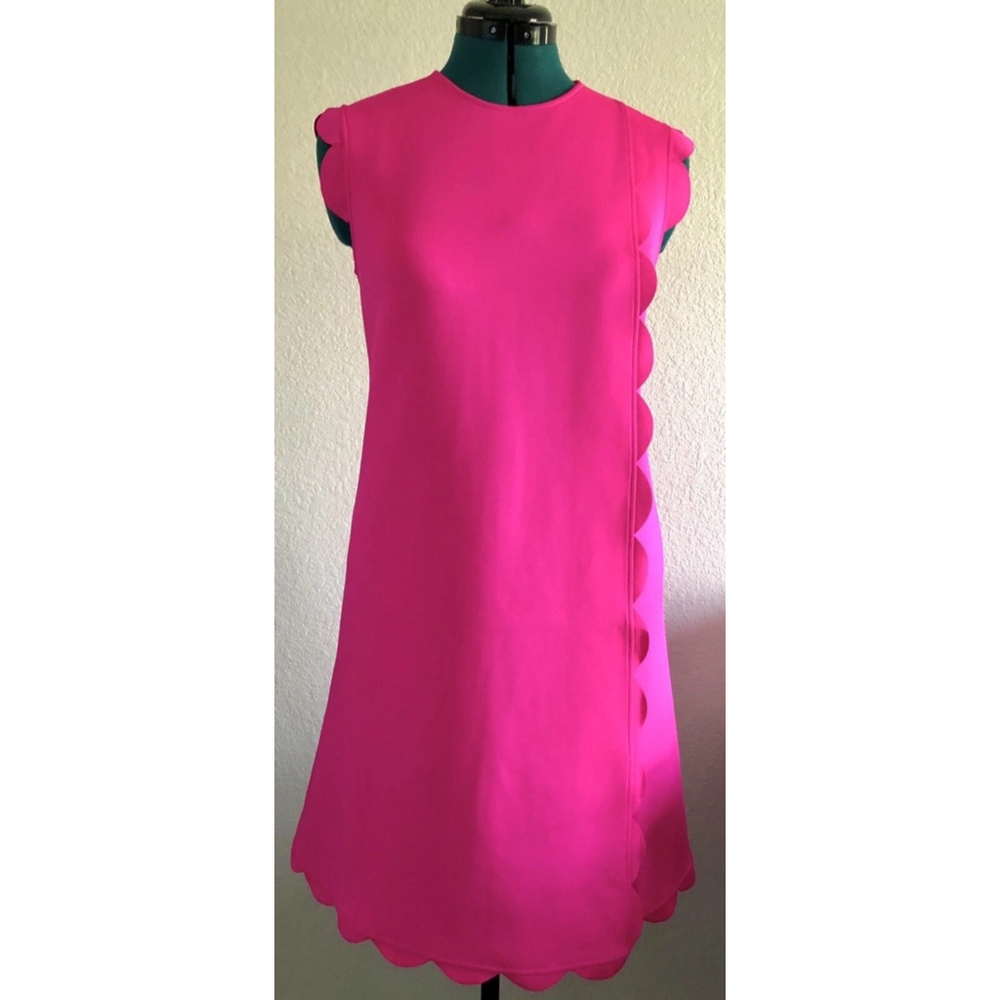 TED BAKER JasminT Scallop Overlay Dress Size L (TB Size 5) Bright Pink - w flaw
